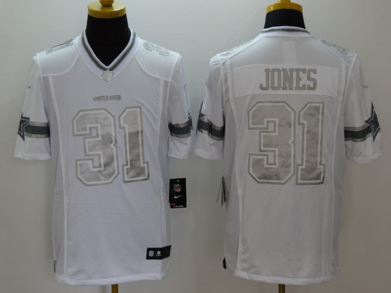 Dallas Cowboys 31 Jones White Nike Platinum Jerseys